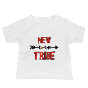 "New to the Tribe" Red Baby Short Sleeve Tee Kids & Babies american, baby, clothing, cotton, fabric, indian, native, oit, our, toddler, traditions, tribe - Our Indigenous Traditions Clothing 
