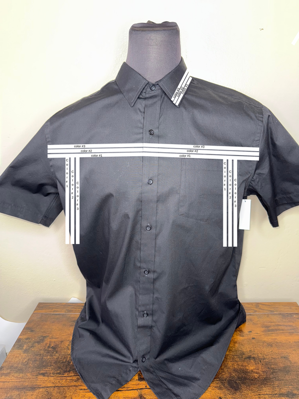 Custom SHORT sleeve Ribbon shirt- Black button down shirt. - Our Indigenous Traditions 