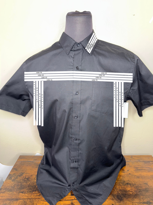 Custom SHORT sleeve Ribbon shirt- Black button down shirt. - Our Indigenous Traditions 