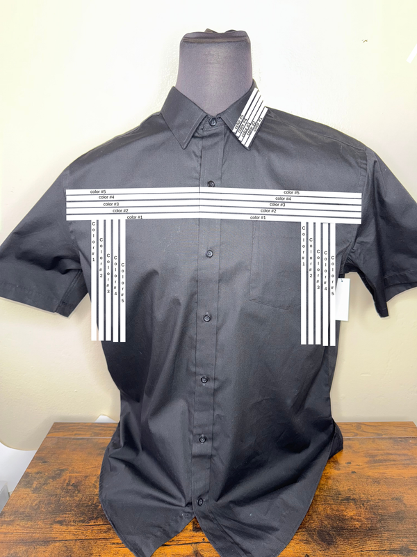 Custom SHORT sleeve Ribbon shirt- Black button down shirt. - Our Indigenous Traditions 