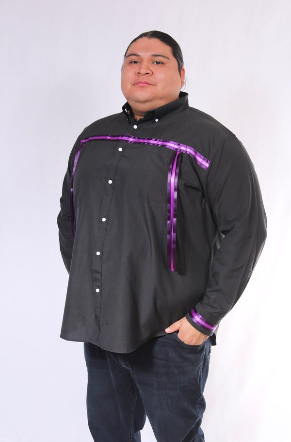 Purple Black Ribbon Shirt