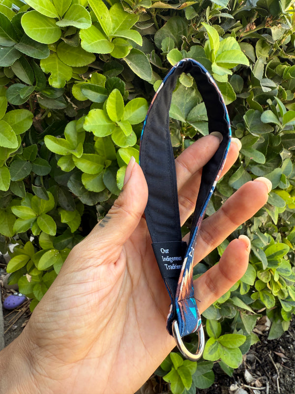 Wristlet Keychain -Blue and Brown