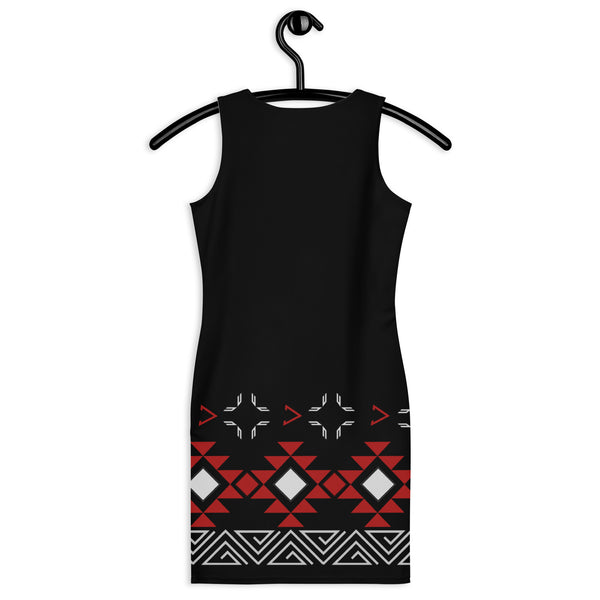 Black Red Diamond Fitted Dress