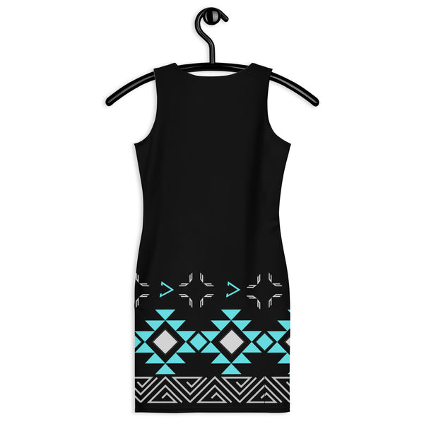 Black Turquoise Diamond Fitted Dress Black Turquoise Diamond Fitted Dress