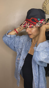 reversible bucket hat strip, handcraft, repurposed fabric, indigenous brand, our indigenous traditions, clothing, oit.