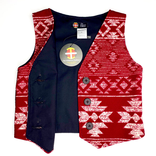 Red/White Toddler Vest Vest Aboriginal, American Indian, black, boys, business, childrens, clothing, clothing line, comfort, comfortable, Cotton, culture, family, Fashion, first nation, hancr