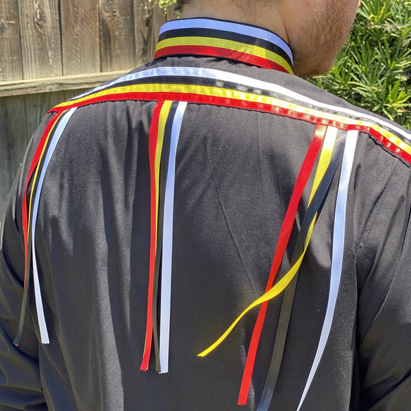 Four-Directions, Black Long-Sleeve Ribbon Shirt Four-Directions, Black Long-Sleeve Ribbon Shirt