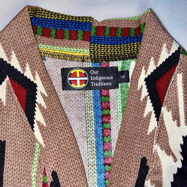 Women's Long Sleeve Brown Cardigan Our Indigenous Traditions