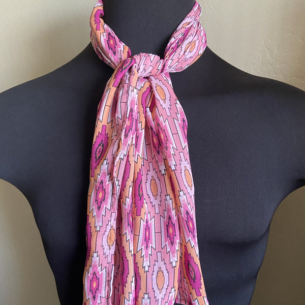 Pink Sunset Mini Scarf Scarf Aboriginal, accessories, accessory, america, beach, cap, clothing, cold, cold weather, comfort, comfortable, comfy, fabric, Fashion, favorite, hancrafted, hand wa