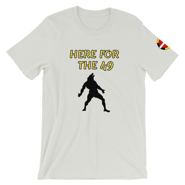 "Here For The 49" Tee T-Shirt 49, clothing, drum, indigenous, native, night, oit, sing, tribe, wolf - Our Indigenous Traditions Clothing Brand