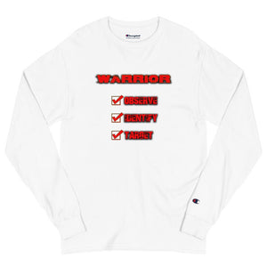 OIT "Observe, Identify, Target"  Men's Champion Long Sleeve Shirt  american, champion, clothing, cotton, fabric, indian, native, oit, our, traditions, tribe, warrior - Our Indigenous Traditio